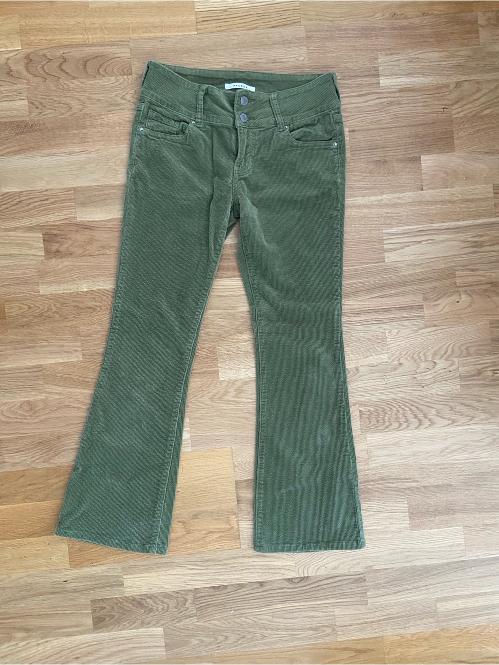 PacSun Olive Green - corduroy - Low Rose Boot Pants